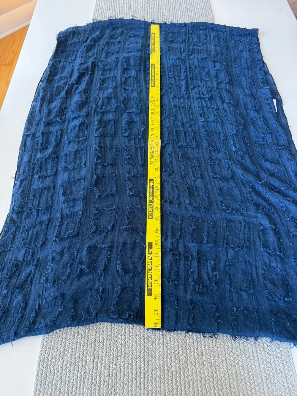 Vintage Navy Blue Woven Frayed Detail Infinity Scarf